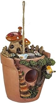 VP Home Hanging Bird Houses for Outside, Hand-Painted Bird Houses for Outdoors Decorative Birdhouses (Flowerpot) Solid Made for Bluebirds, Sparrows, Chickadees and Purple Martins