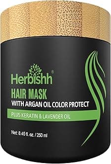 Herbishh Argan Hair Mask-Deep Conditioning & Hydration For Healthier Looking Hair for very Dry, Weak, Stressed Out Hair, No Sulphates, No Parabens (250)