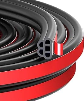 Universal Car Door Rubber Seal Strip Self Adhesive Automotive Door Soundproofing Weather Stripping Double Layer 5-Hole Auto Weatherstrip fit Truck Pickup RVs (52.49 Feet Long)