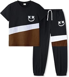 Size 5-13 Years Boys Summer/Spring Outfits Set Short Sleeve T-Shirt & Pants Kids Boys Fall Fashion Clothes Sets