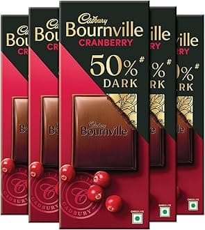 Bournville Cranberry 50% Dark Chocolate Bar, 78 gram (Pack of 5)