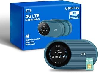ZTE U10S Pro Blue, 4G MiFi Router, portable travel Wi-Fi, lowcost, SIM slot unlocked, connects 32 Devices, 3000mAh 10hr Battery life, roams on all world networks, no configuration required