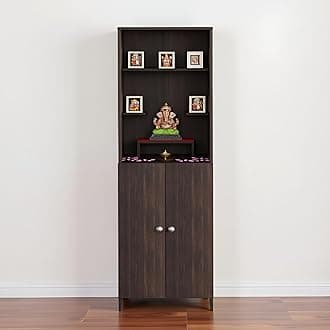 FURNEASER Anvika Engineered Wood Pooja Mandir for Home | Modern Design Temple for Home & Office | Puja Stand Shelf | Prayer Cabinet Shelf (Wenge)