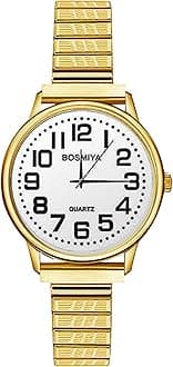 OIDEA Elastic Strap Watches for Women: Large Face Clear Number Women's Easy Reader Watch Analog Quartz Wrist Watch Ladies Watch Stainless Steel Expansion Band