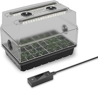 AC Infinity Humidity Dome, Germination Kit with LED Grow Light Bars, Sturdy Drip Tray, 5x8 Cell Seedling Tray, and Vented Height Extension Panels, for Indoor Gardening, Seed Starting, Cloning Plants