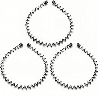 KELUBATU Mens Metal Headband, Unisex Black Hair Bands, Stylish Design Metal Thin Headbands for Men, Adjustable for Outdoor Sports And Daily Wear. (3 Pcs)