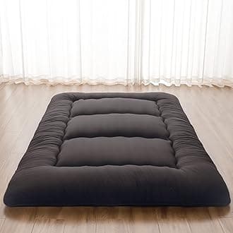 Japanese Floor Mattress, Futon Mattress with Portable Storage Bag, Roll Up Mattress Thick Tatami Mattress Suitable for Camping, Guest Room, Black, Full