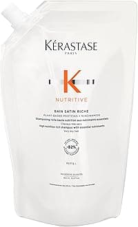 Nutritive Bain Satin Riche Shampoo | Cleanses & Deeply Replenishes Moisture | With Plant-Based Proteins & Niacinamide | For Medium to Thick to Dry Hair