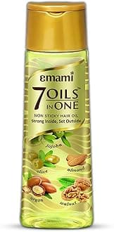 Naturix Emami Hair Oil - 7 in One, Non Sticky and Non Greasy, Free of Sulphates, Parabens and Chemicals with Goodness of Almond, Coconut, Argan and Amla Oil - 200ml