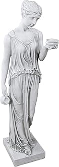 Design Toscano KY71304 Hebe the Goddess of Youth Greek Garden Statue, Large 81 cm, Polyresin, Antique Stone