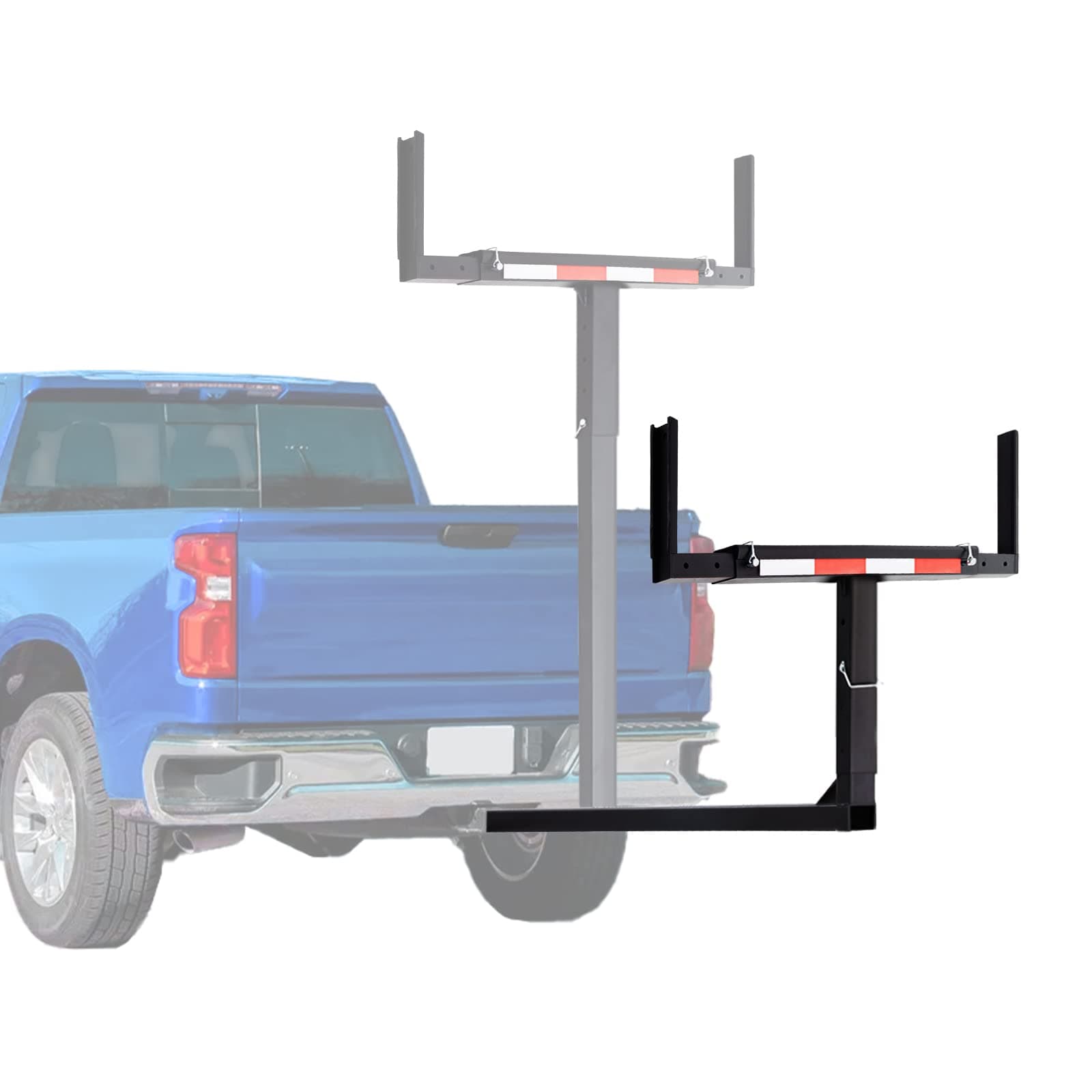 Truck Bed Extender, 2 in 1 Design Foldable Pick Up Truck Bed Hitch Mount Extension Rack for Canoe Kayak Ladder Lumber, 800lbs Load Capacity, w/Reflective Tapes (Truck Bed Extender)