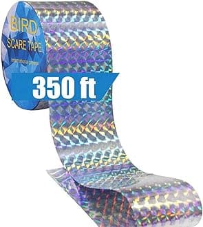 Reflective Scare Tape Ribbon, Double Sided Reflective Tape to Keep Birds Pigeons Crows, Woodpecker Away from Home, Garden (350ft Roll)
