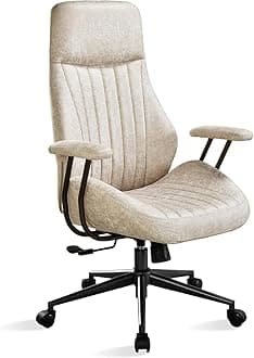 ovios Ergonomic Home Office Chair (Beige, Suede Leather)