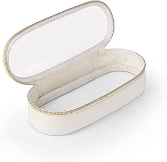 Clear Travel Makeup Brush Holder, Leather Makeup Brush Toiletry Bag, Portable Cosmetic Brush Case, Transparent Waterproof Makeup Brush Storage Bag, White