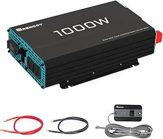 Renogy 1000W Pure Sine Wave Inverter 12V DC to 120V AC Converter for Home, RV, Truck, Off-Grid Solar Power Inverter 12V to 110V with Built-in 5V/2.1A USB Port, AC Hardwire Port, Remote Controller