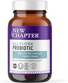 New ChapterProbiotic All-Flora - 60 ct (2 Month Supply) for Advanced Immune Support with Prebiotics + Postbiotics for Women and Men + Saccharomyces Boulardii + 100% Vegan + Non-GMO + Shelf Stable