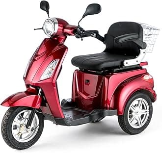 VELECO ZT15 - Tricycle Mobility Scooter - Fully Assembled and Ready to Ride - Electromagnetic Brake - Digital Speedometer - Spacious Storage Space - 3 Wheel Senior Mobile (Red)