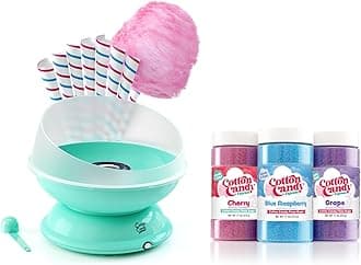 BB1000-S Cotton Candy Machine, with 3-11oz. Jars of Cherry, Grape, Blue Raspberry Floss Sugar & 50 Paper Cones. Easy to Use and Clean. Nostalgia and Fun for Kids and Adults