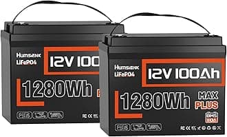12V 100Ah LiFePO4 Lithium Battery MAX PLUS(2 Pack) - 1280Wh Each, Built-in 110A BMS, 15000+ Deep Cycles, A+ EV Grade Cells, Ideal for RV, Solar, Marine, Off-Grid