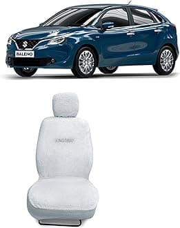 Kingsway® Baleno Seat Cover for (Year 2015 to 2018) All Model, Towel Fabric Car Seat Covers Compatible with Maruti Suzuki Baleno, Complete Set (Car Specific Front + Rear Seat Covers), White Color