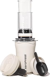 Go Plus, Small Portable Coffee Maker for Travel & Camping - 3 In 1 Brew Method Combines French Press, Pourover, Espresso, Full Bodied Coffee without Bitterness, Coffee Press Kit - Cream