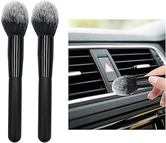 Ziciner 2 PCS Car Detailing Brush, Curved Soft Bristles Auto Removal Dust Collectors, Universal Vehicle Dashboard, Air Conditioner Vents etc Interior Cleaning Tool Accessory (Long-Black/White)