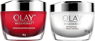 Day Cream Regenerist Microsculpting Moisturiser (NON SPF), 50g And Olay Night Cream Regenerist Deep Hydration Light Cream, 50g