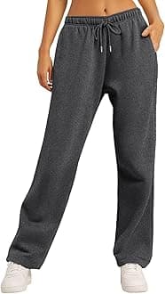 Fleece Lined Joggers Womens Wide Leg Joggers Fleece Sweatpants Oversized Baggy Jogger Jogging Bottoms High Waisted Drawstring Ladies Tracksuit Bottoms Yoga Trousers