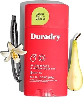 Duradry Clinical-Strength Antiperspirant Deodorant for Women and Men – Clean Formula with Natural Ingredients for Odor and Excessive Sweat Protection – Clear Sky (Crisp Pear + Vanilla)