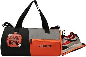 AUXTER Premium Sports Gym Duflle Bag with Shoe Compartment for Men and Women, Black, Gym Bags