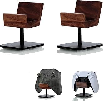 Walnut Controller Holder for Desk – Premium Wood Gaming Controller Stand for Xbox, PS5, PS4, Cool Gamer Gifts for Men, Husband, Boyfriend, Gaming Room Organizer(2 Pack)