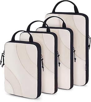 bagsmart Compression Packing Cubes, 4 Set Travel Packing Cubes for Carry on Suitcases, Compression Suitcase Organizers Bag Set & Travel Cubes for Luggage, Lightweight Packing Organizers with Shoe Bag
