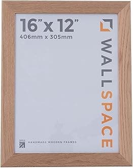Wall Space Wide 16x12 Oak Frame | Wide Oak 16x12 inch Picture Frame | 16 x 12 inch Oak Photo Frame | SOLID OAK 12 x 16 Picture Frames | Wooden 12x16 Picture Frame made from SOLID OAK with REAL GLASS
