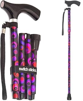 Switch SticksWalking Cane for Men or Women, Foldable and Adjustable from 32-37 inches