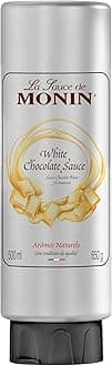 MONIN White Chocolate Sauce 500ml for Frappes, Desserts, Cocktails, Hot Chocolates and Garnishes. Vegetarian, Nut-Free, Gluten-Free. 100% Natural Flavour. Squeezy Bottle for Easy Use