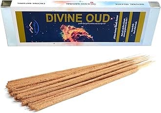 Divine Oud (Agarwood) Incense Sticks - Artisan Luxury Masala Incense - Agarwood with hint of Frankincense and Myrrh - Handcrafted - Divine Scent for Home, Meditation & Aromatherapy
