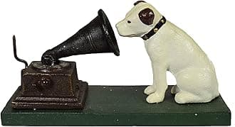 HMV Nipper Dog and Phonograph Gramophone Music Ornament Figurine Cast Iron
