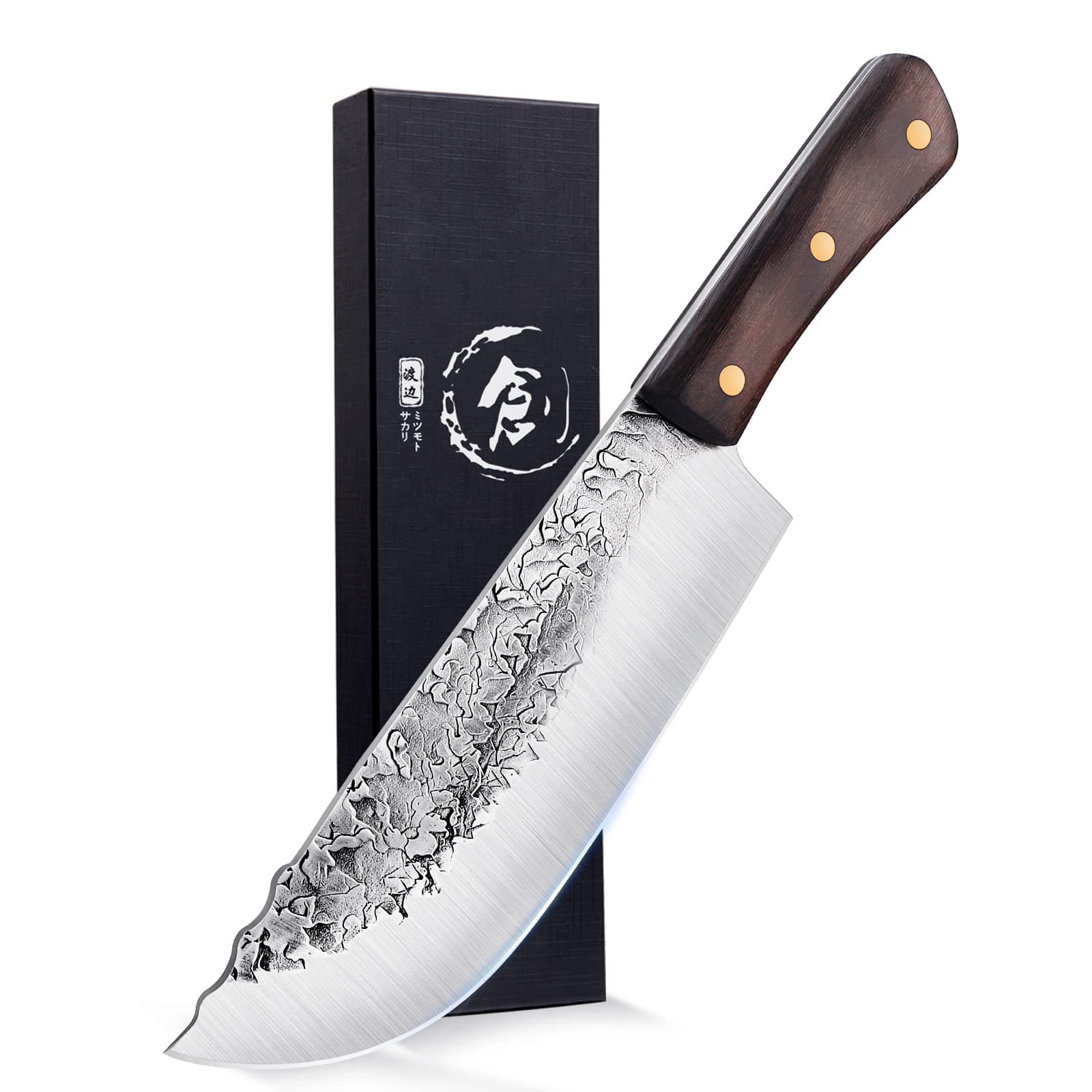 DRAGON RIOT Hand Forged Butcher Knife Cleaver 7.5 Inch High Carbon Steel Meat and Vegetable Cleaver Knife Full Tang Sharp Chef Knife for Kitchen Camping and BBQ