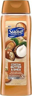 Suave Essentials Gentle Body Wash, Cocoa Butter & Shea With a Sweet Oil Blend Essence, Infused with Vitamin E & Honey Extract 18 oz