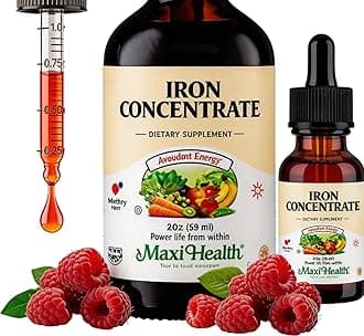 Maxi Health Iron Supplement 15mg Per ML – Increase Energy and Blood Levels Without Nausea or Constipation – Liquid Iron Drops for Men, Women, and Kids – 2 oz. (2 oz, 2 Pack)