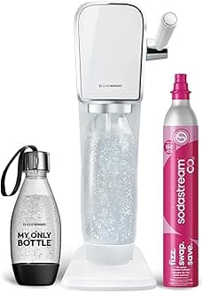ART Sparkling Water Maker | STARTER KIT | CQC CO2 system | Includes 1x CO2 Cylinder, 1x32 & 1x16 Fl Oz Dishwasher Safe Bottles, 1x Bubly Flavor Drop | Combine with Pepsi Flavors | White
