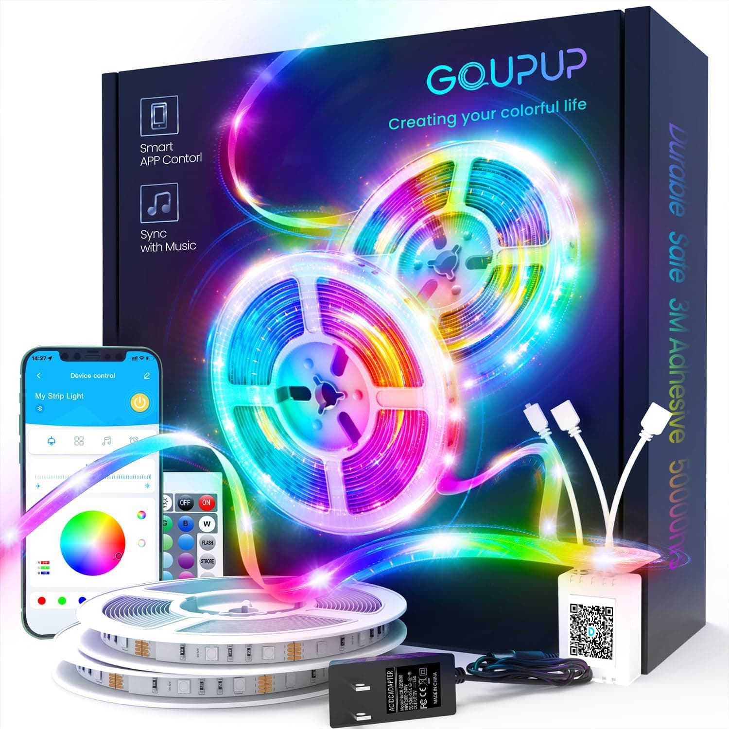 LED Lights Strip 100 FT, LED Lights for Bedroom 100ft, RGB Rope Light for Room, Bluetooth APP Control,Color Changing Strip, Sync with Music,para Cuarto, for Bedroom Home Party Decoration