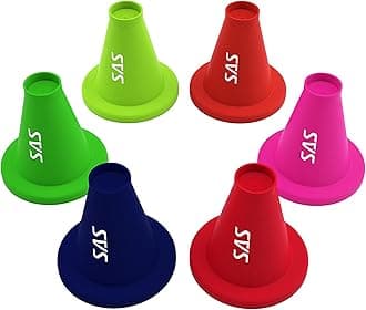 SAS SPORTS Cricket Batting Tee - Durable TPR Material | Cricket Cones for Exercise | Cricket Equipment Tee for Batting, Cricket Practice | Cricket Cones for Practice (Multicolor, Pack of 6)