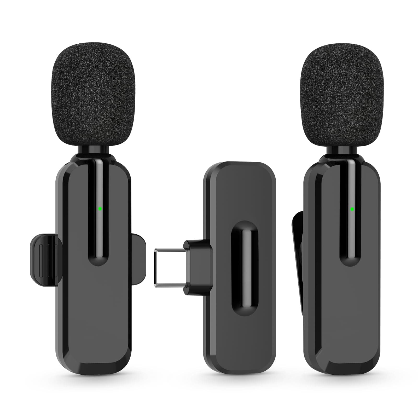 Wireless Mini Microphone for iPhone 15 - Bluetooth Lavalier Android Mic for YouTube Video Recording, Clip-on USB C Phone Microphones for Tiktok Vlog Livestream Podcast