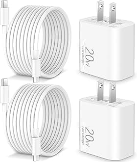 [2025 Upgraded] iPhone 16e Charger Fast Charging, 2-Pack 20W USB C Wall Charger Block with 10FT Long USB C Charge Cord Cable for iPhone 16/16 Pro Max/16 Plus/16 Pro/16e/15/15 Pro/15 Pro Max, iPad