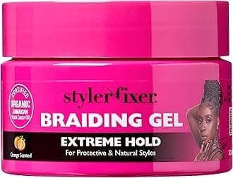 Braiding Gel Extreme Hold Styler Fixer for Box Braids & Cornrows, Hydrating, Conditioning, Long-Lasting Frizz Control, 4C Moisturizing, Nourishing High Shine (1 fl. oz.)