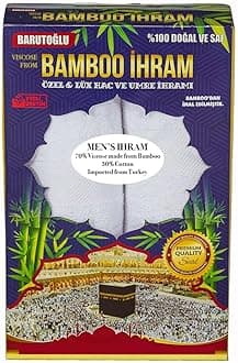 Modefa Islamic Men's Ihram for Umrah Men - Hajj Umrah Essentials - Ehram Ahram for Hajj 2 Piece Set - Seamless Viscose Made from Bamboo + Cotton Ihram Towel Set 110 x 220cm (Ihram Only)