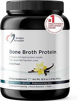 Bone Broth Protein Powder – 21g Grass-Fed, Collagen-Rich Beef Protein Isolate – Vanilla, Paleo, Non-GMO, Dairy-Free (30 Servings / 810g)