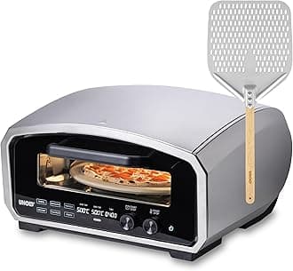 Enzo 500°C Pizza Oven 68916 - Indoor and Outdoor IPX4 - Electric Neapolitan Pizza Maker - Up To 12" with 33cm Rotating Pizza Stone - Adjustable Timer - Includes Pizza Peel - 2100W -240V