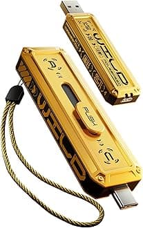 1TB External SSD 1000MB/s Read Write Speed,USB 3.2 Gen2+USB C Flash Drive with Dual Ports, Portable SSD 3-Stage Push-Pull Design, Thumb Drive for iPhone 15/16/17 Series/Mac/Android